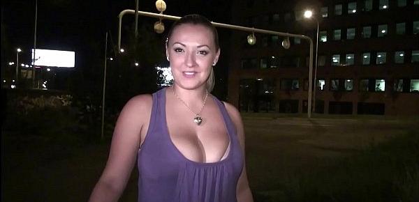  Giant tits star Krystal Swift PUBLIC gang bang orgy through a car window